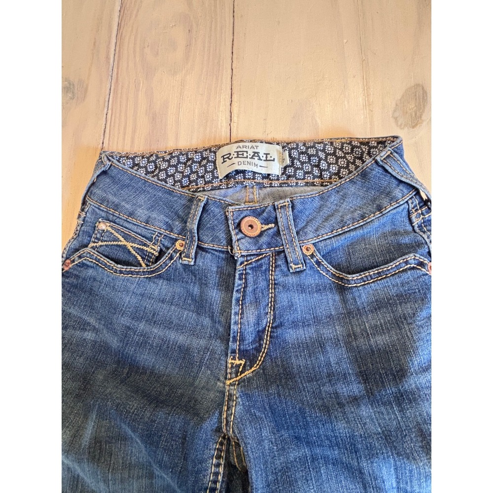 Ariat REAL Denim Perfect Rise Straight Leg Jeans Womens 25R Blue Medium Wash - Picture 2 of 14